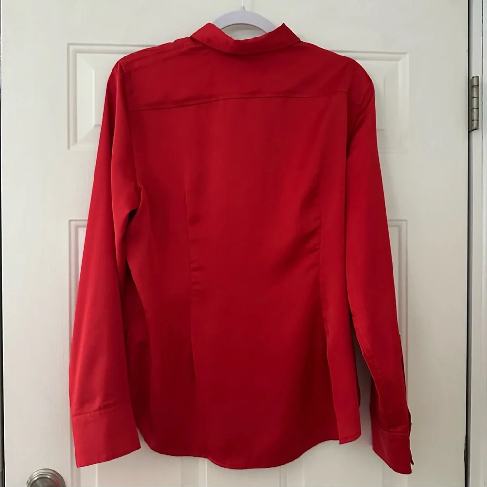 J Crew Slim Drapey Shirt in Luster Crepe Red 12